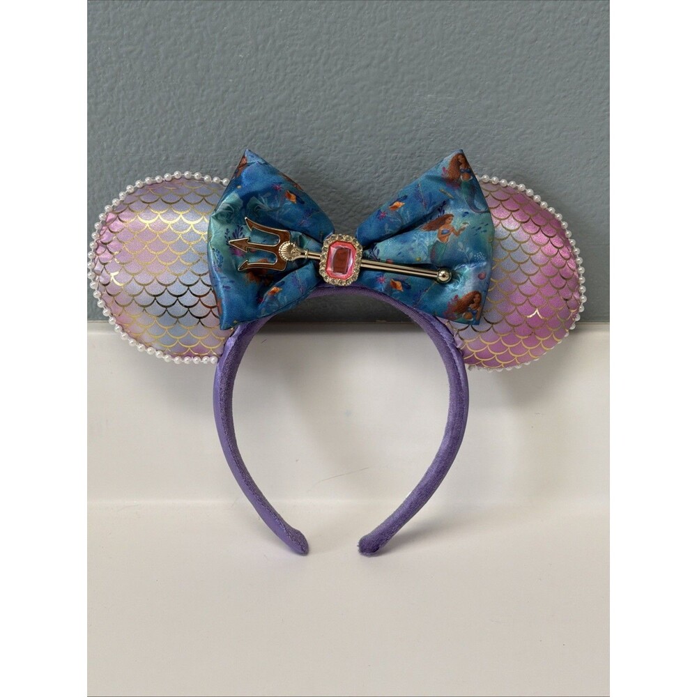 Disney Parks Live Action Little Mermaid Ears Headband Purple Pink Pearl Trim
